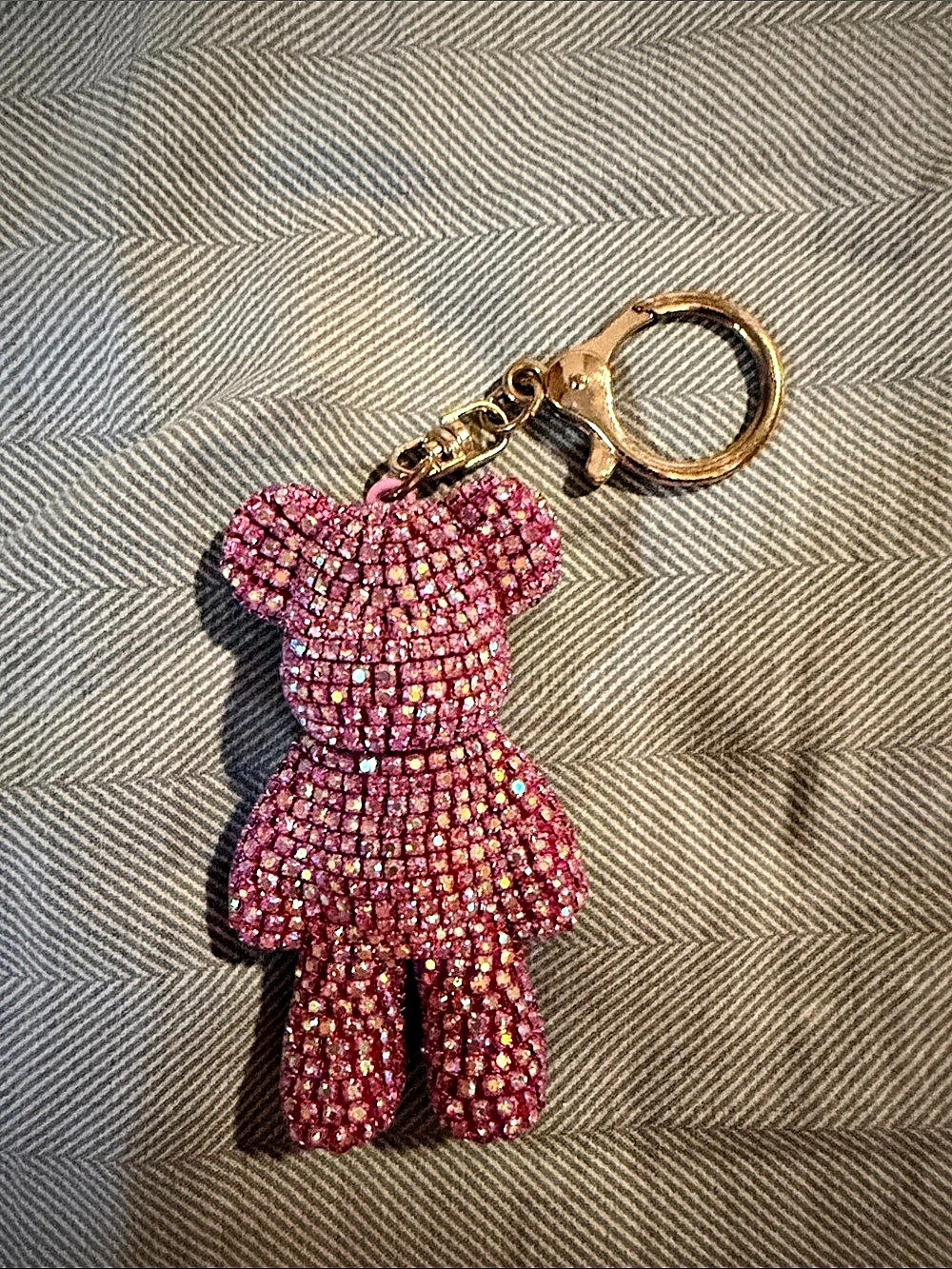 Rhinestone Bear Keychain in Pink & Gold Like New